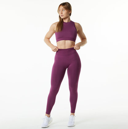 High Waisted Moisture Wicking Yoga Outfit Set Tank Top and Long Pants for Comfort and Support