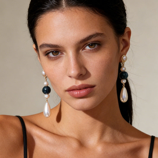 Elegant French Vintage Pearl Tassel Earrings for Women - Exquisite Luxury Statement Jewelry with Unique and Bold Design