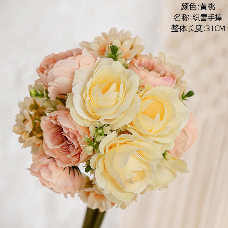 Lifelike Faux Snow Flower Bouquet - Perfect for Weddings and Events - INS Style Realistic Green Plant Décor - Model MW83111