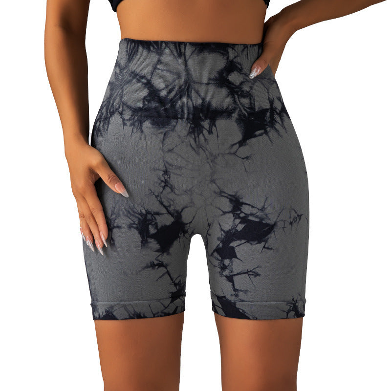 High Performance Tie Dye Yoga Shorts for Women Breathable Stretchy and for Running and Workout with Lifted Butt Design