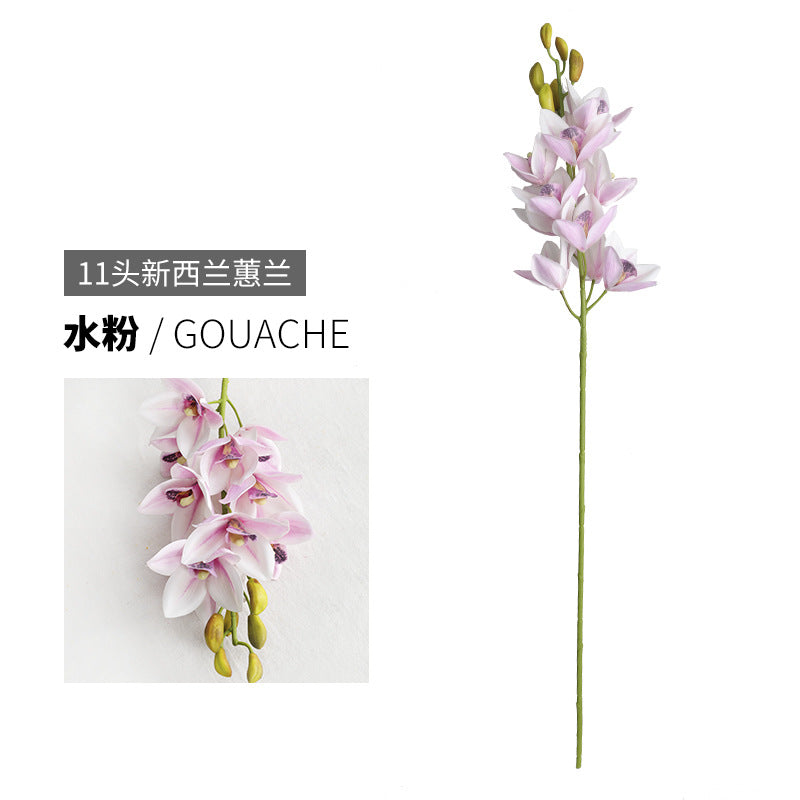 Realistic Touch Large Orchid Bouquet in Oil Painting Palette - 11-Head Faux Orchid Flower Arrangement for New Year Celebrations and Home Décor