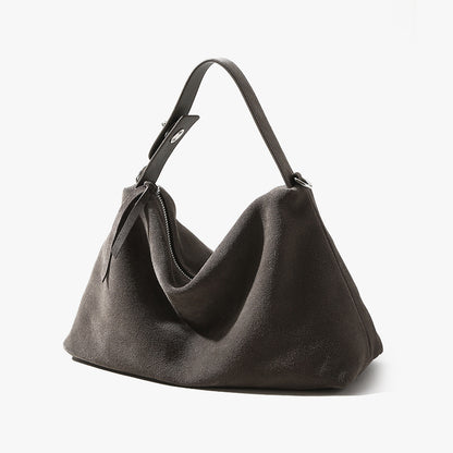 Chic Fall Winter Crossbody Pillow Bag for Women Japanese and Korean Inspired Unique Artsy Design Luxury High Gloss Suede Leather Authentic Real Leather Shoulder Bag