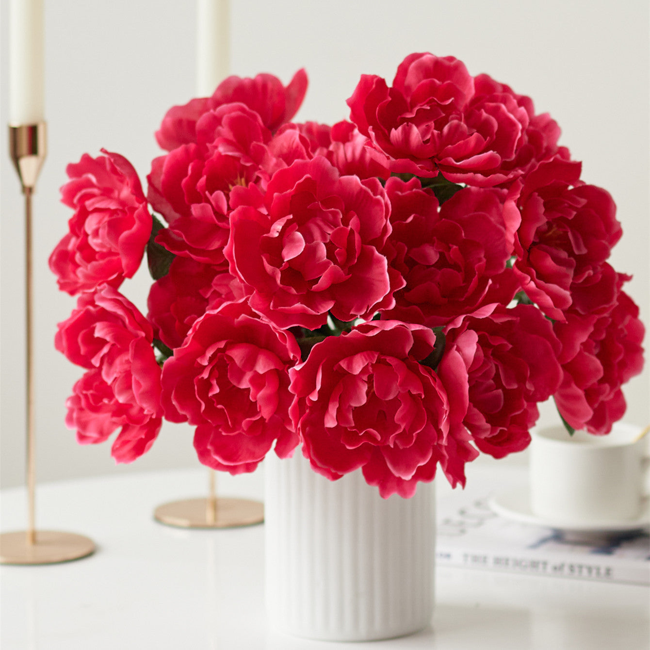 Realistic Peony Silk Flowers for Home Decor - Beautiful Faux Peonies Perfect for Living Rooms, Tables, and Floral Arrangements