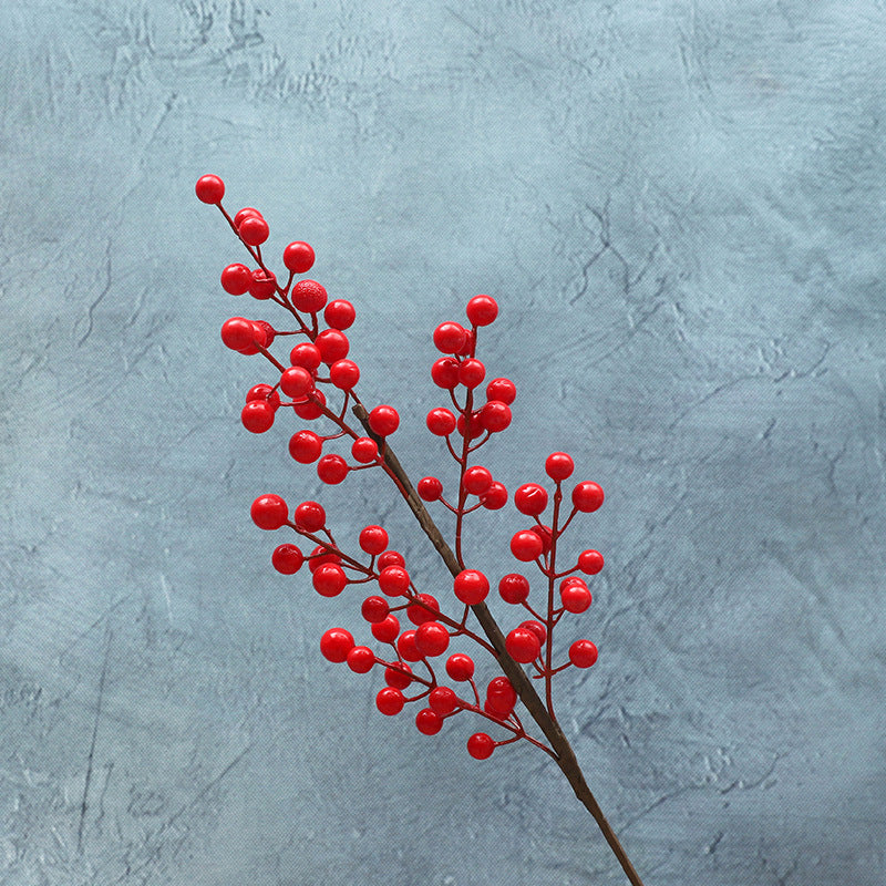 Realistic Red Berry Home Decor for New Year - Festive Faux Holly Berries and Prosperity Fruit Display for Christmas and Winter Celebrations