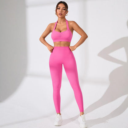 Seamless Yoga Outfit Set High Performance Sports Bra and V Cut Leggings for and Peachy Rear Lift