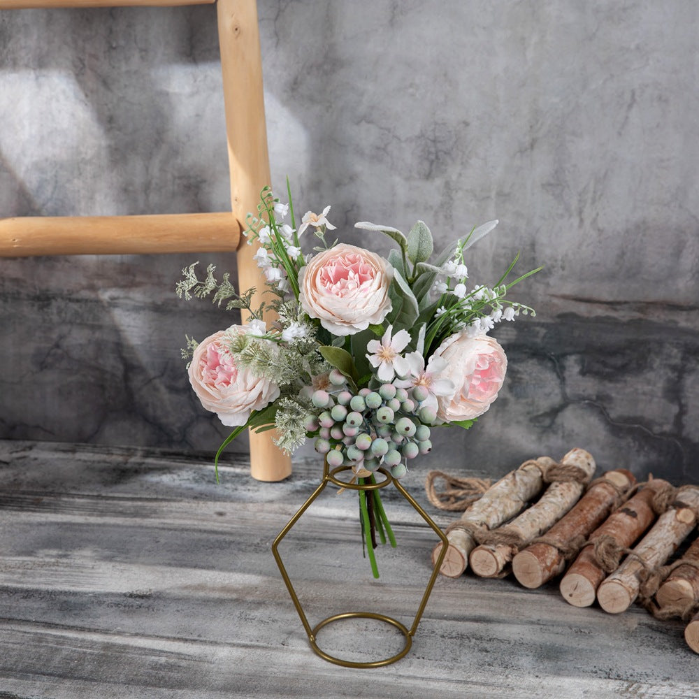 Stunning Artificial Juniper Berry Rose Bouquet - Perfect for Home Décor, Weddings, and Wall Art - CF01293