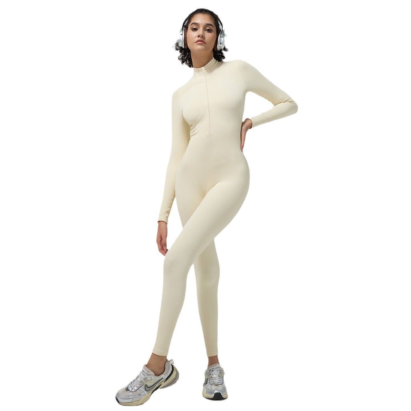 Fall Winter High Strength Ribbed Yoga Jumpsuit for Women No Padding Slimming Fit for Intense Training Sessions