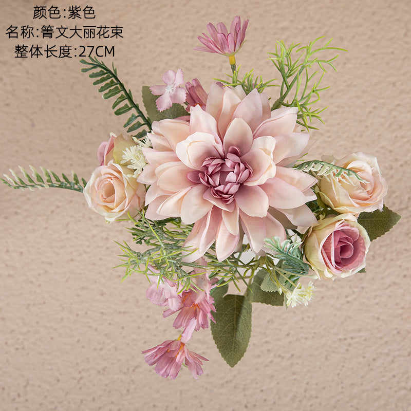 Stunning Artificial Dahlia Bouquet - Perfect Home Decor, Wedding Handheld Floral Arrangement, and Beautiful Faux Rose Wall Flowers - INSMW66793