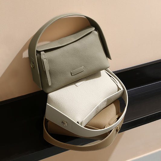 Grain Leather Pillow Bag Vintage Inspired Commuter Soft Leather Tote with Hanging Ears for Casual and Fashionable Outings