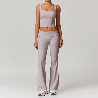 Elevate Your Workout with Our Women's Ribbed High Waisted Yoga Set Sculpting Lifting Activewear Ensemble for Comfort and Style 8828