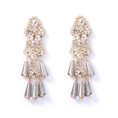 Elegant Crystal Tassel Earrings with Chic Design - Perfect for Engagement Gifts, Versatile Women's Jewelry, and Everyday Wear