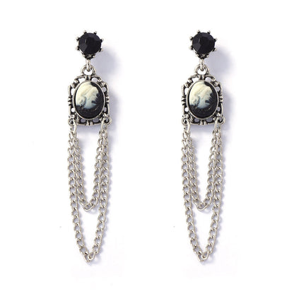 Chic Vintage-Inspired Alloy Engraved Cartoon Angel Chain Tassel Earrings - Unique Artisanal Women's Jewelry for a Touch of Elegance