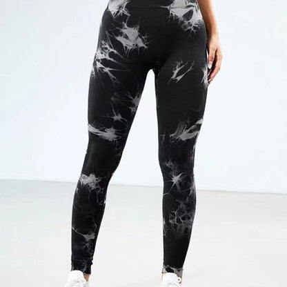 Seamless Tie Dye V Waist Yoga Pants for Women High Waist Butt Lifting Leggings for Running Fitness and Athleisure for a Peachy Bum