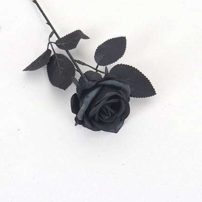 Dark Elegance: Faux Black Rose for Halloween Decor - Stunning Artificial Flowers for Spooky Celebrations and Elegant Arrangements