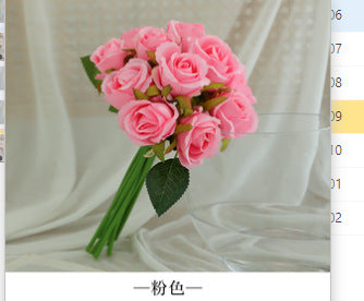 Stunning Realistic 12-Head Mini Rose Bouquet | Korean Style Bridal Handheld Flower for Wedding Photography & Home Decor | Beautiful Artificial Floral Arrangement