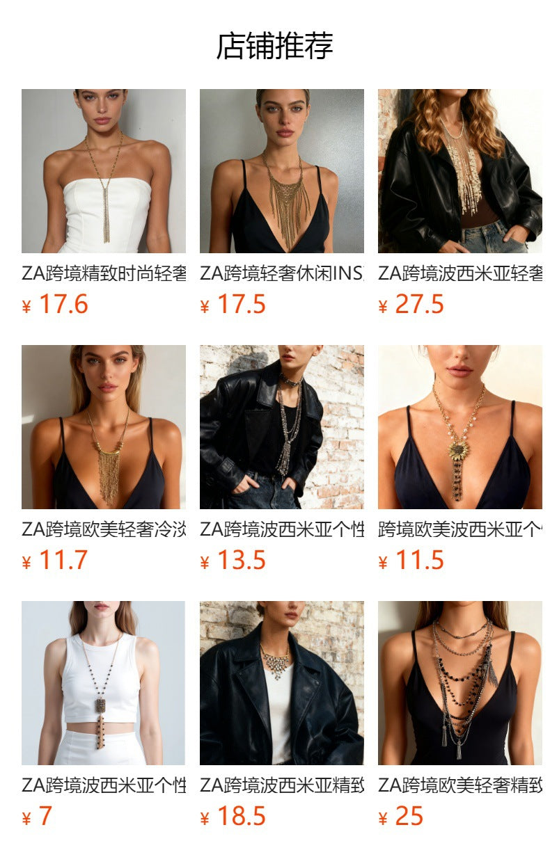 Chic Minimalist Multi-Chain Metal Tassel Tie Necklace – Luxury Layered Jewelry for Modern Women
