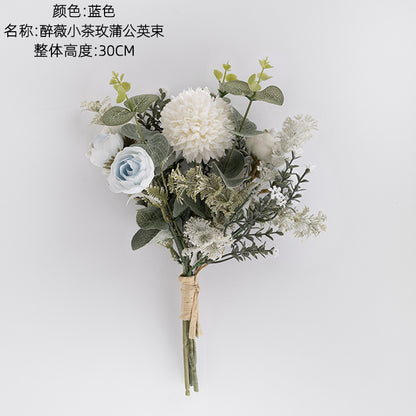 Stunning Faux Dandelion Bouquet - Drunken Rose Decor Wedding Handheld Flower Arrangement - Perfect Wall Decoration for Celebrations - CF01092