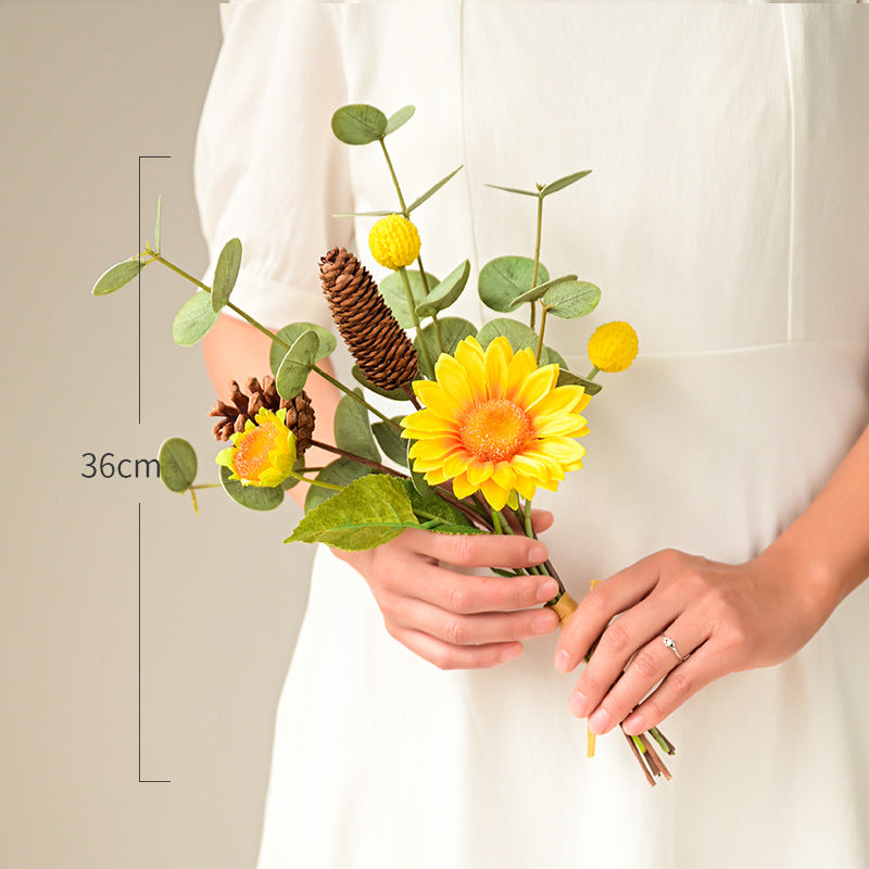 Charming Single Stem Sunflower Bouquet - Perfect for Photoshoots, Home Décor, and Seasonal Celebrations - Realistic Faux Flowers for Living Room Arrangements