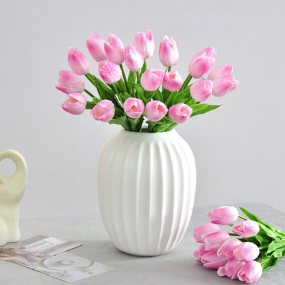 Modern Minimalist 10-Head Realistic Artificial Tulip Bouquet – Perfect for Home or Office Décor