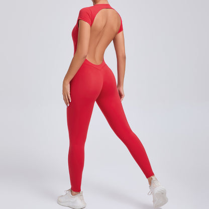 Hollow Back Bodysuit for Women Peach Lift Curve Fitness Outfit for Outdoor Leisure and Yoga