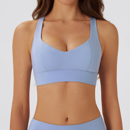 Hollow Out Back Sports Bra for Women with Removable Padding Supportive Shockproof and for Gym Workouts