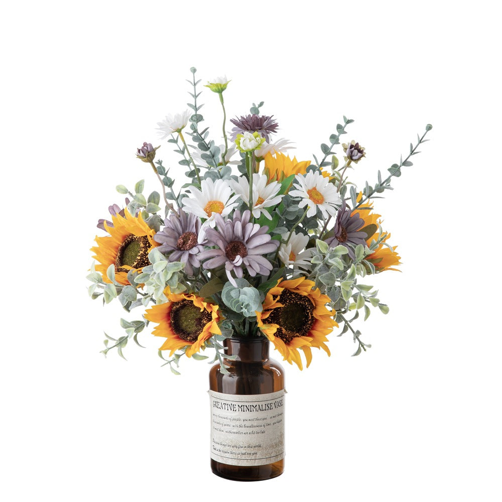 Lifelike Sunflower Bouquet - Elegant Decorative Floral Arrangement for Home Décor, Weddings, and Wall Art - CF01266