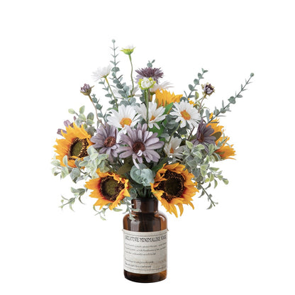 Lifelike Sunflower Bouquet - Elegant Decorative Floral Arrangement for Home Décor, Weddings, and Wall Art - CF01266