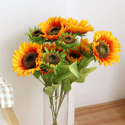 Beautiful 3-Head Artificial Sunflower Bouquet for Home Décor – Ideal for Living Room, Rustic Interior Design, and Photography Props for Stunning Floral Arrangements