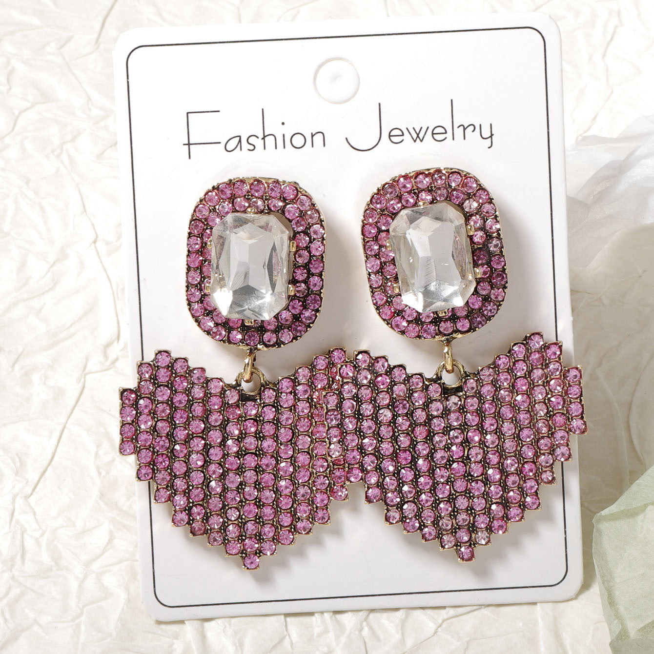 Exquisite Light Luxury Sparkling Gemstone Geometric Heart Alloy Earrings - Ultra-Shiny, Versatile, Everyday Fashion for Women