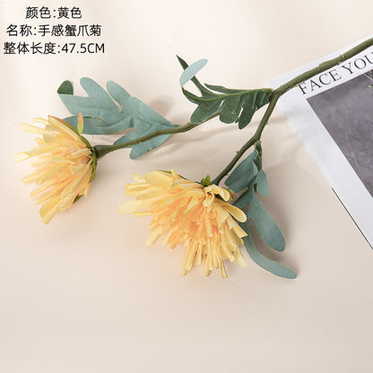 Realistic INS Crab Claw Chrysanthemum & Dragon Claw Flower Decor - Stunning Faux Botanical Arrangement for Home, Weddings, and Event Decoration - MW60011