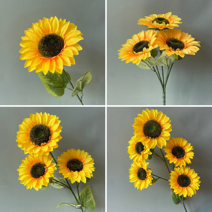 Versatile Sunflower Silk Flowers in Multiple Sizes - Elegant Single Stem Faux Floral Decor for Weddings and Home Decoration