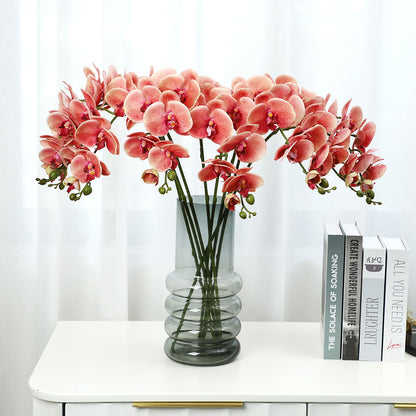 Luxurious Touch Moisturizing Orchid Home Decoration - Elegant Artificial Flower Arrangement for Living Room with Chic Pot