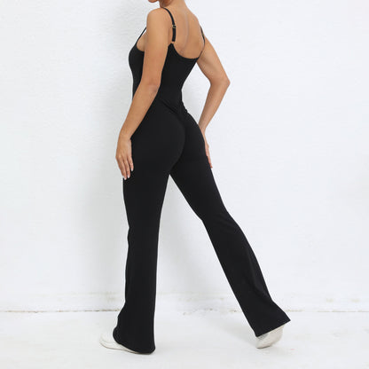 Slim Fit Yoga Jumpsuit for Women High Waisted Butt Lifting Workout Bodysuit with Flared Wide Leg Pants for Comfort and Style