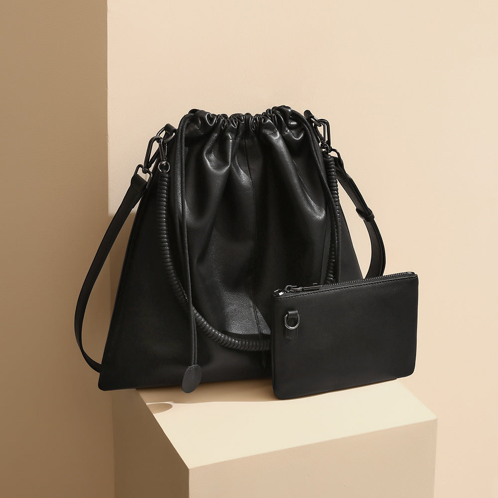 Luxurious Genuine Leather Tote Bag for Women Soft Folded Design Large Capacity Shoulder Purse and Effortless Chic Style