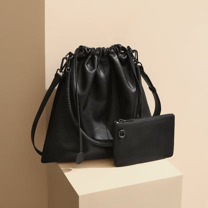 Luxurious Genuine Leather Tote Bag for Women Soft Folded Design Large Capacity Shoulder Purse and Effortless Chic Style