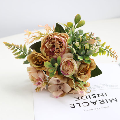 Lifelike Peony and Rose Hydrangea Bouquet - Perfect Nordic Home Decor Accent, Ideal for Weddings, Photography Props, and Unique Gifting