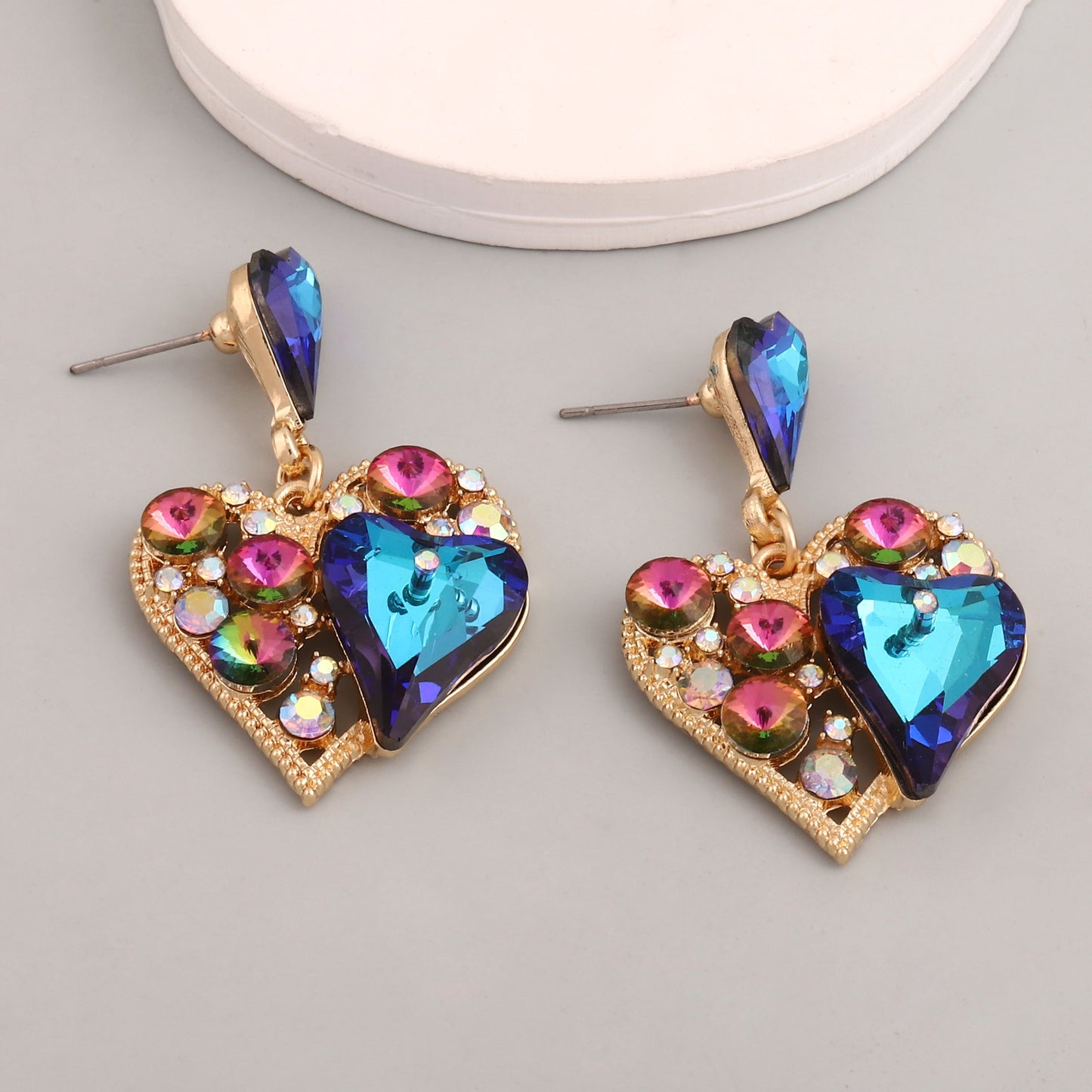 Arrivals: Dazzling Heart-Shaped Hollow Alloy Earrings for Women - Perfect Valentine's Day Gift with Colorful Rhinestones