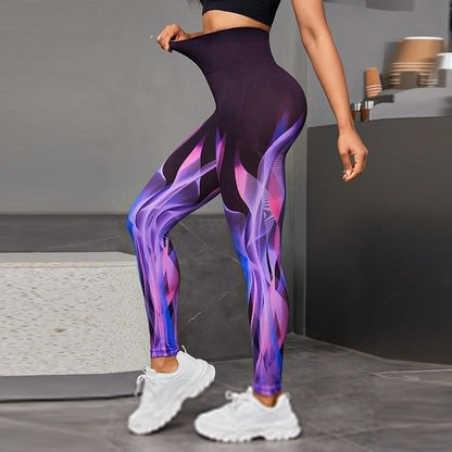 High Waisted 3D Printed Sweat Wicking Yoga Pants for Women Sculpting Slimming Fitness Leggings for Gym and Active Lifestyle