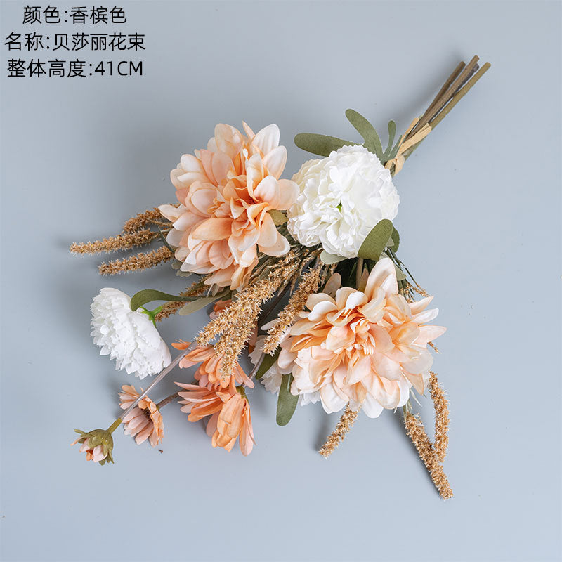 Elegant Beshali Floral Bouquet for Home Décor - Stunning Wedding Handheld Flower Arrangement, Wall Decoration, and Realistic Faux Flowers (CF01027)