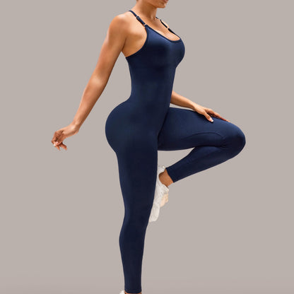 Seamless Monochrome Women's Yoga Bodysuit Versatile Jumpsuits for Fitness Running and Training