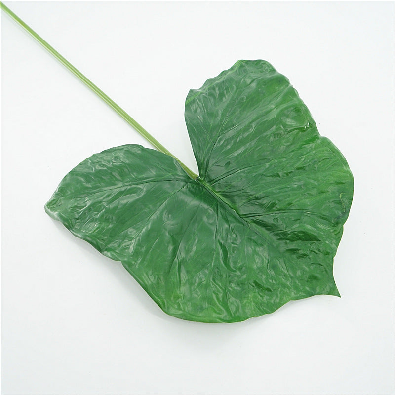 Nordic-Inspired Artificial Plant - Long-Stemmed Green Alocasia Leaves for Home Décor and Landscape Design