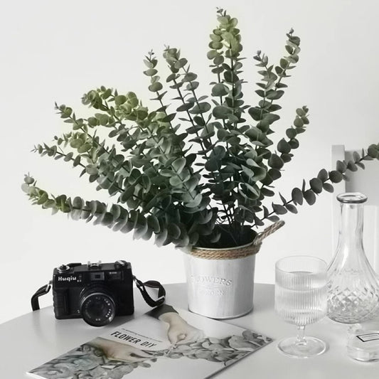 Realistic Eucalyptus Money Leaf Soft Gel Single Stem - Lush Greenery Floral Accent for Home and Living Room Decor