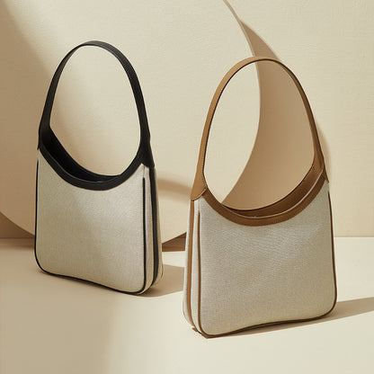 Vintage Canvas and Genuine Leather Tote Bag Commuter Handbag with Spacious Design and Versatile Carry Options