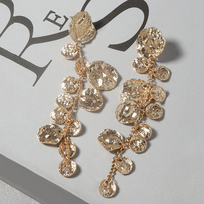 Chic Vintage-Inspired Long Geometric Round Drop Earrings for Women - Perfect for Parties and Evening Events