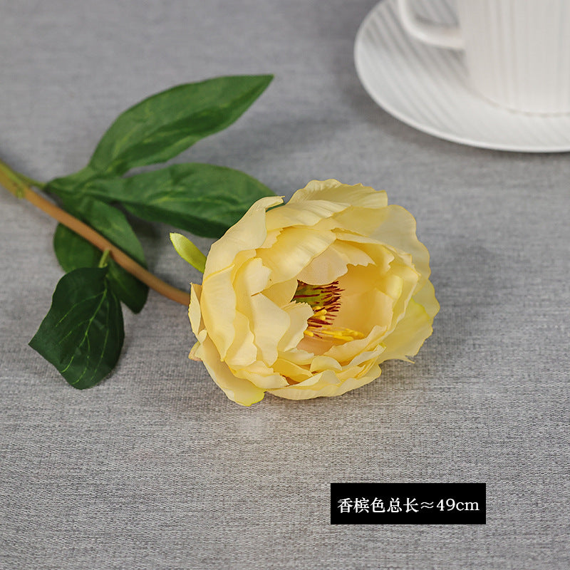 Realistic Single Stem Peony Silk Flower for Wedding Decor, Living Room Centerpiece, and Elegant Entrance Table Decoration