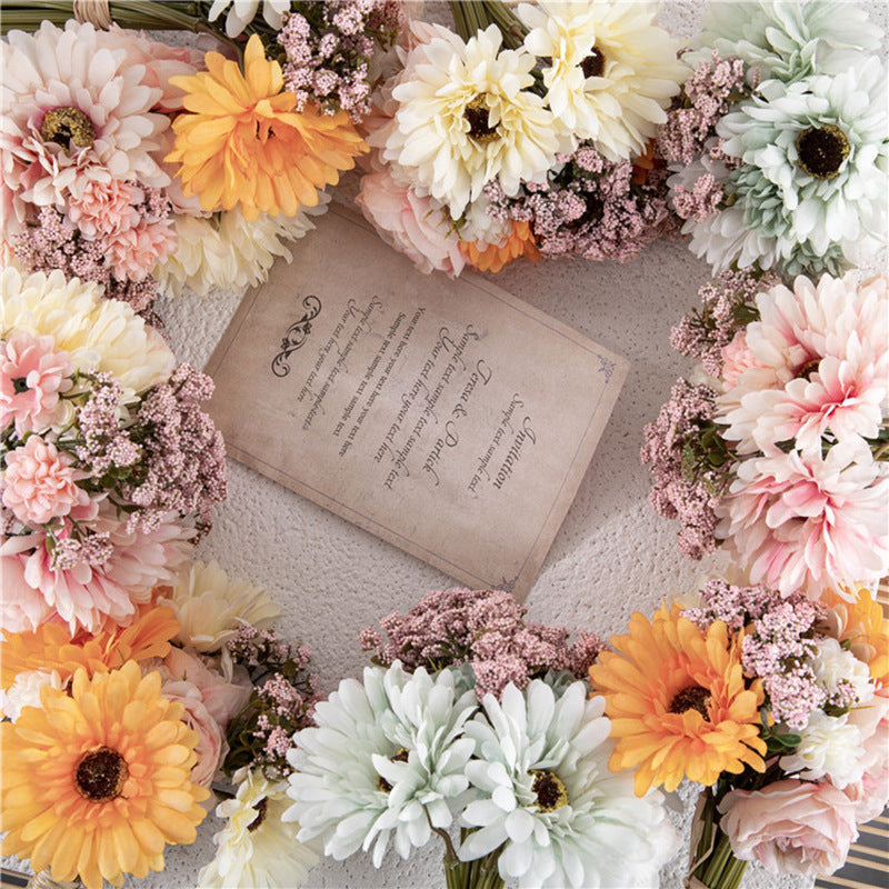 Lifelike Faux African Daisy Flower Bouquet - Elegant Artificial Floral Arrangement in Soft Pink and White, Perfect for Home Decor and Living Room Centerpieces