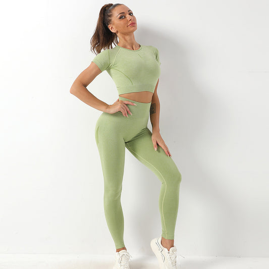 Women s Quick Dry Fitted Yoga Set Short Sleeve Top Ultra High Waisted Leggings for Comfort and Performance