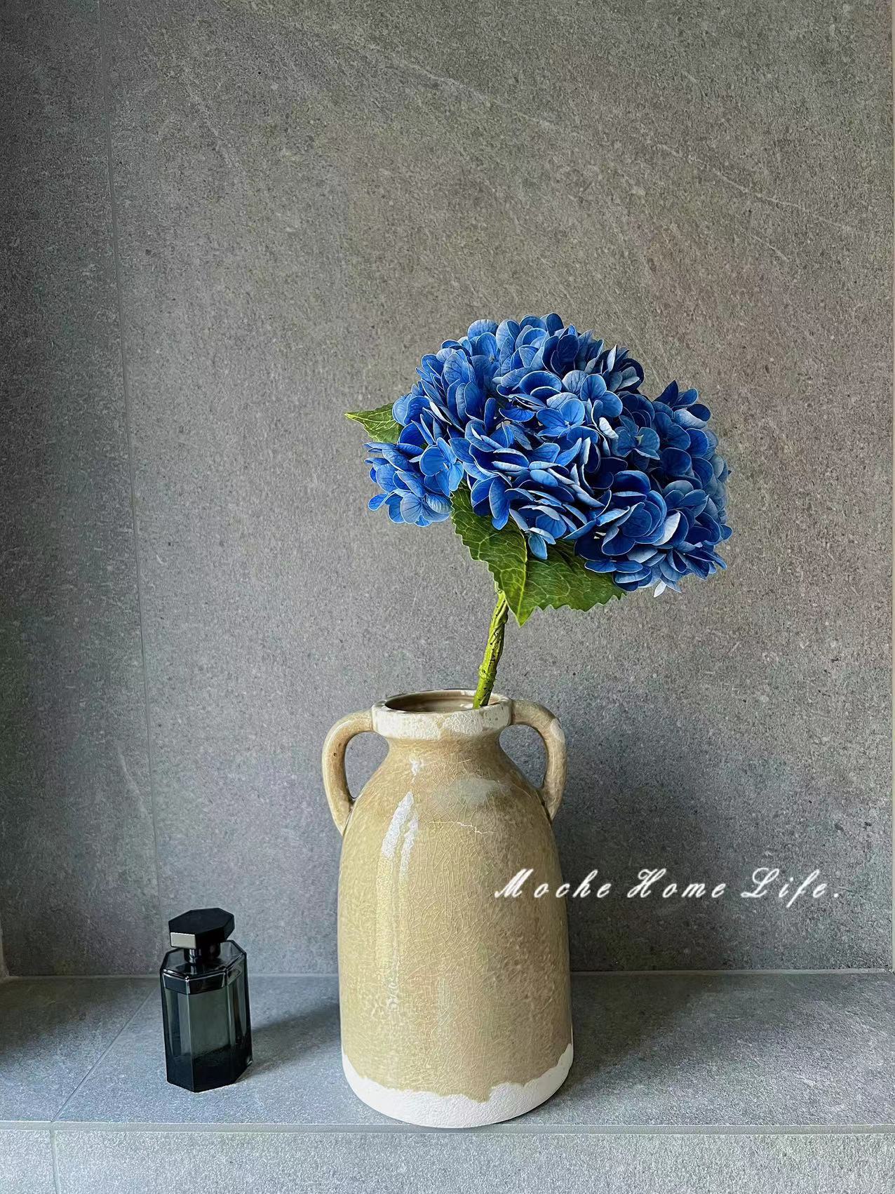 Realistic Blue Hydrangea Faux Flower Bouquet - Moisture-Resistant, Soft Touch Decoration for Living Room Floral Arrangements - Perfect Home Accent Piece!