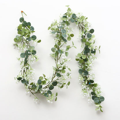 Realistic Artificial Vine with Eucalyptus and Money Plant Leaves - Perfect for Home Decor, Weddings, and Event Styling