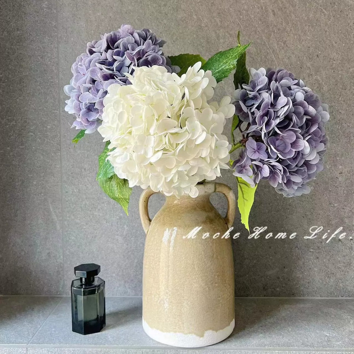 Elegant French-Inspired Faux Hydrangea Floral Arrangement -  Quality Artificial Flowers for Living Room, Dining Table, and Bedroom Décor - Perfect for Home and Event Styling